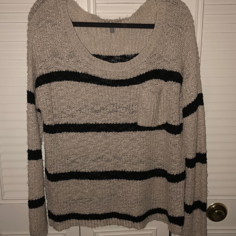 Tan and black striped sweater
